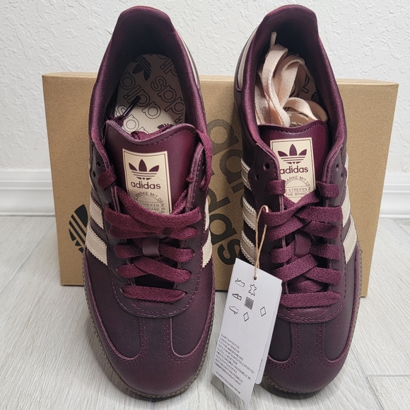 ADIDAS Sambas OG Sneakers In Maroon / Crystal Sand / Gold Metallic NWT 6.5. - Picture 11 of 16